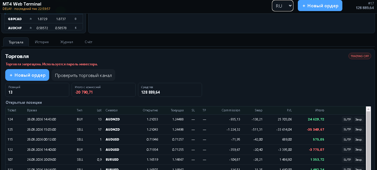 Web Terminal RU — позиции и счёт Web Terminal RU — позиции и счёт